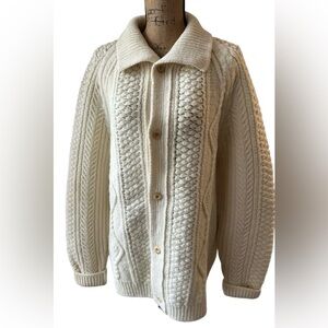 Oobe Brand vintage collared fisherman cable knit wool cardigan sweater